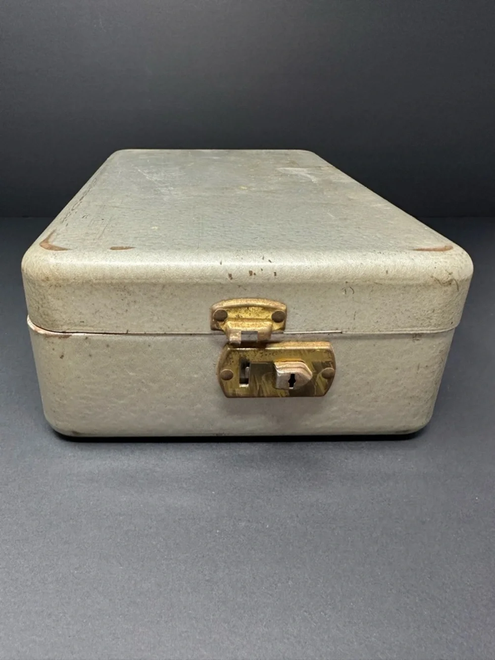 Vintage Metal File Index Card Storage Box Month Dividers Hinged Lid A3